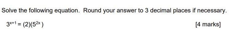 Solved Solve the following equation. Round your answer to 3 | Chegg.com