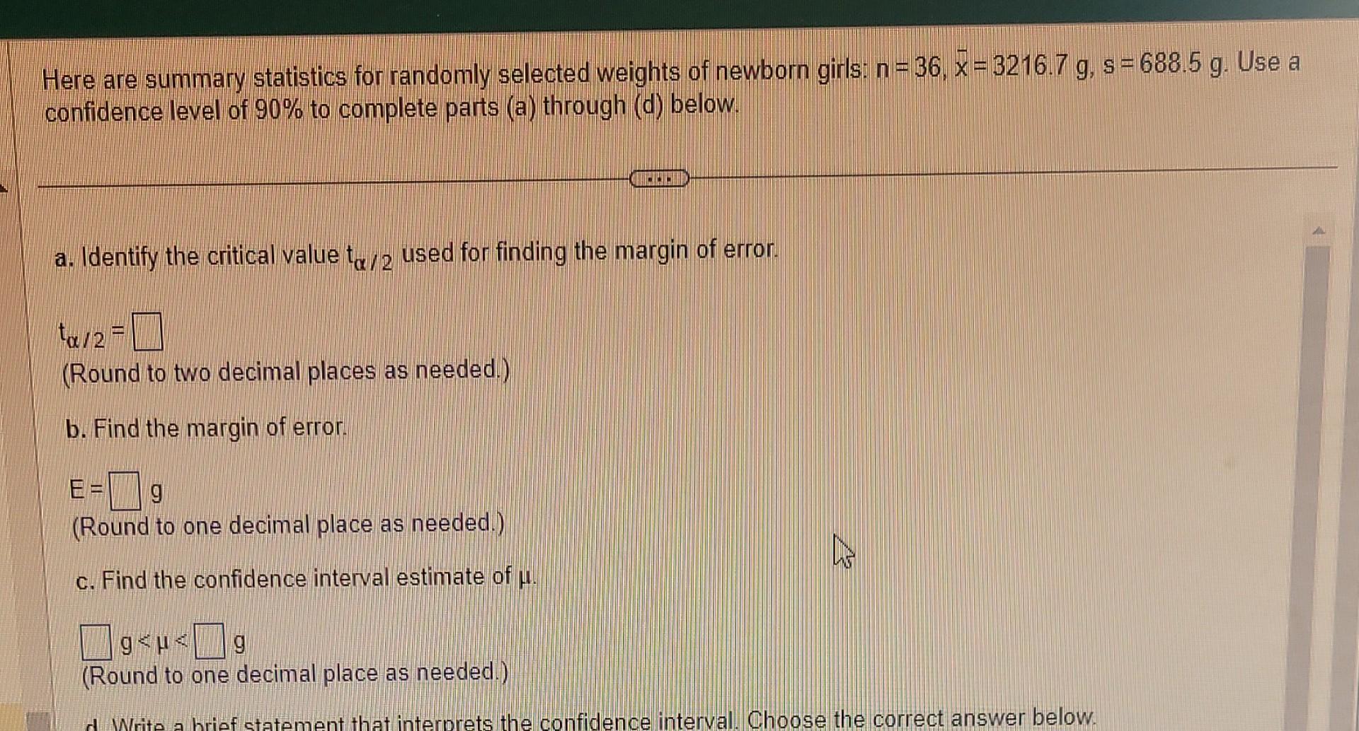Solved Here are summary statistics for randomly selected | Chegg.com