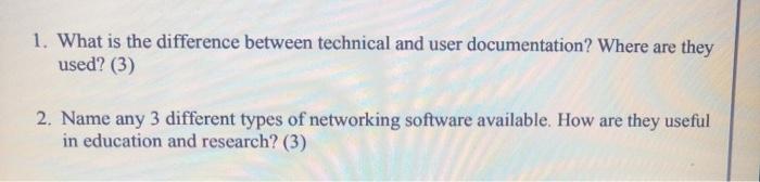 Solved 1. What is the difference between technical and user | Chegg.com
