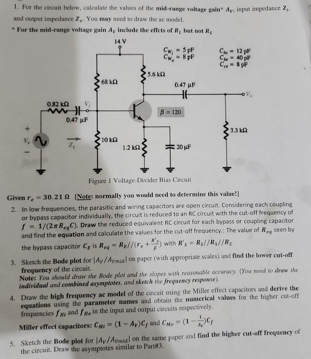 Solved 1. For the circuit below, calculate the values of the | Chegg.com