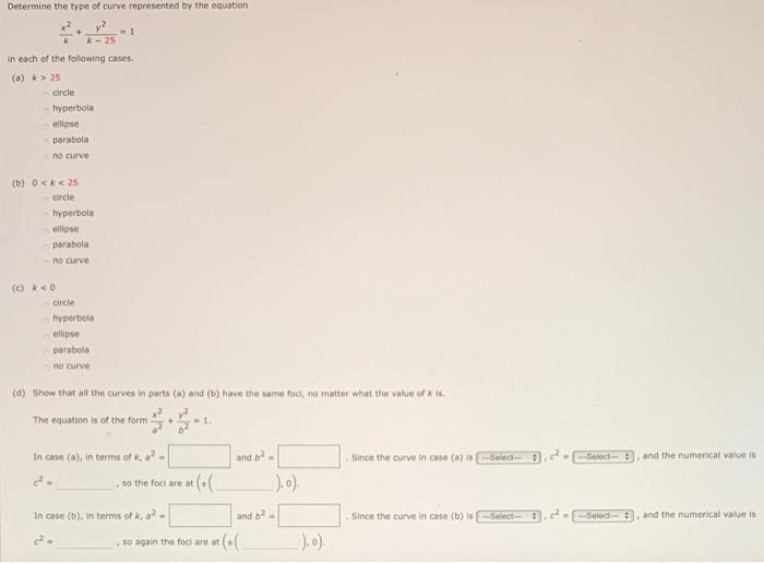 Solved Determine The Type Of Curve Represented By The | Chegg.com