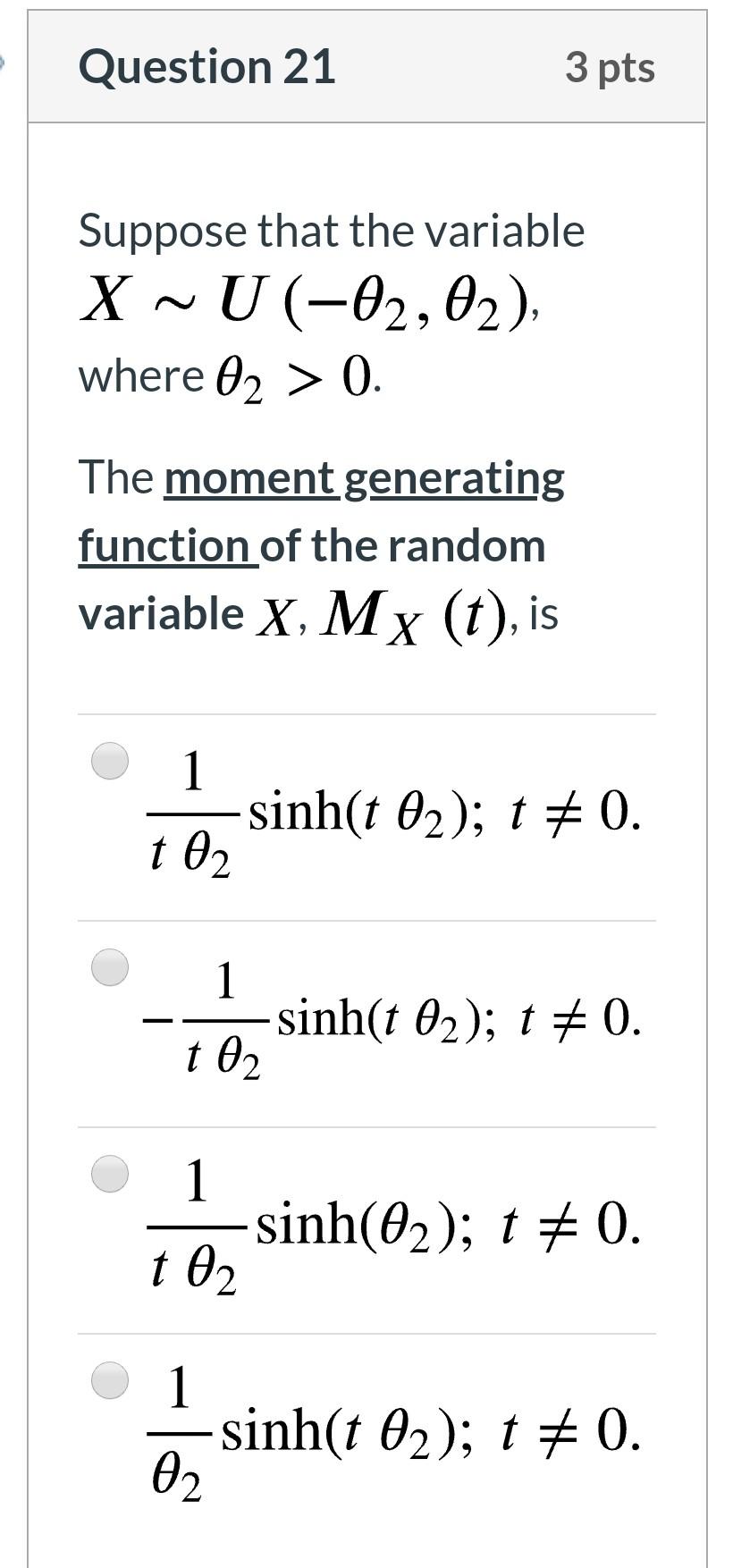 Solved Question 21 3 pts Suppose that the variable X ~U | Chegg.com