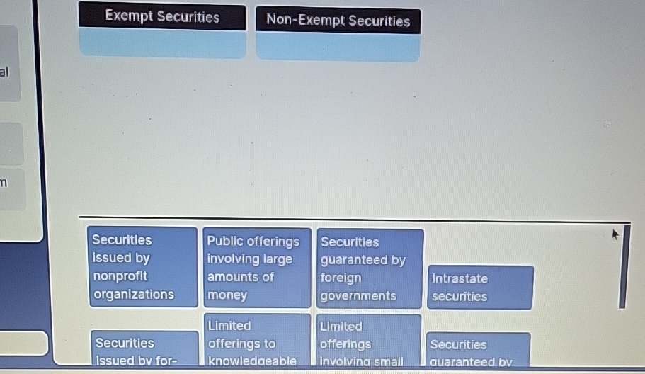 Solved Exempt SecuritiesNonExempt Securities