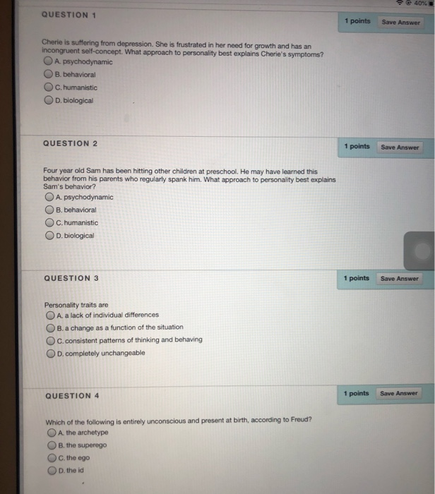 Solved @ 407 QUESTION 1 1 points Save Answer Cherie is | Chegg.com
