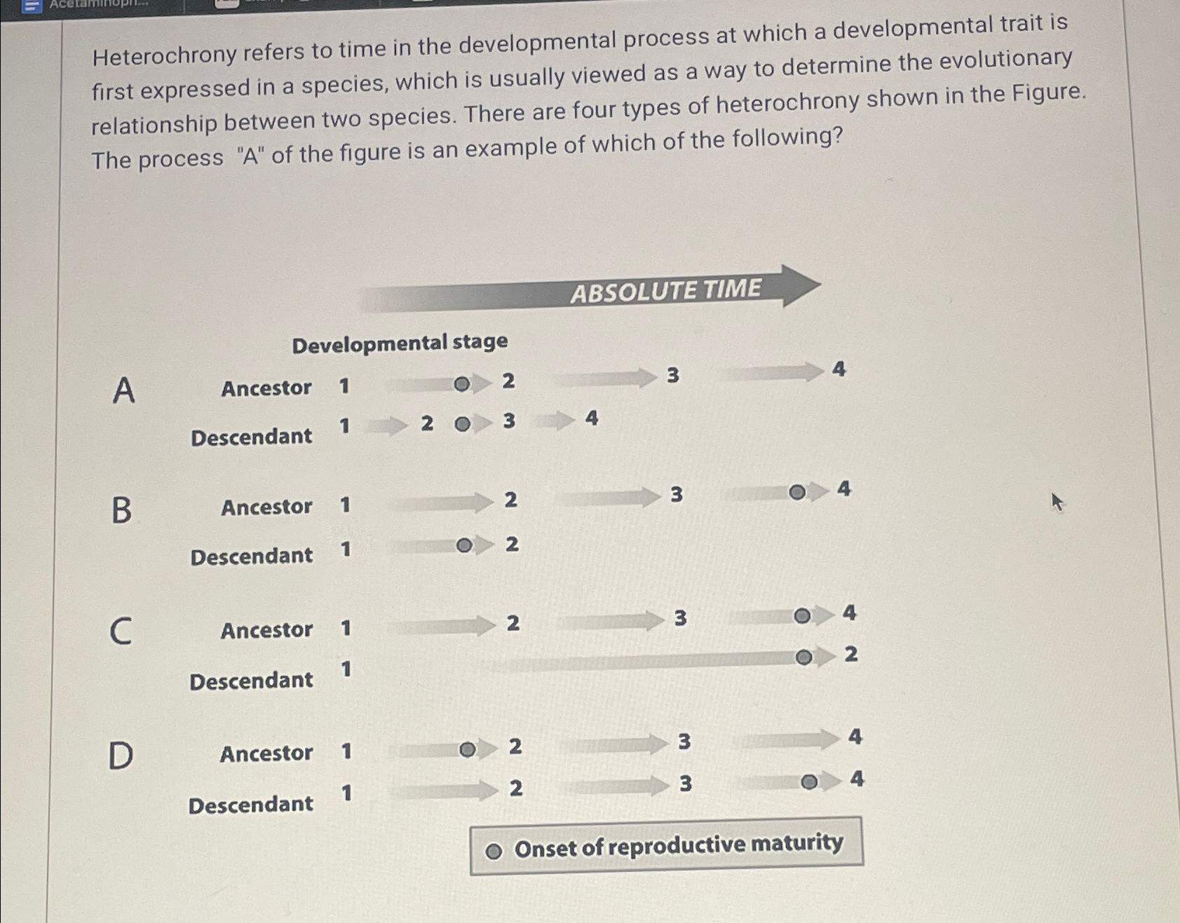 Solved Heterochrony refers to time in the developmental | Chegg.com