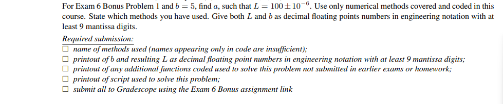 Solved For Exam 6 ﻿Bonus Problem 1 ﻿and \( ﻿b=5 \), ﻿find \( | Chegg.com