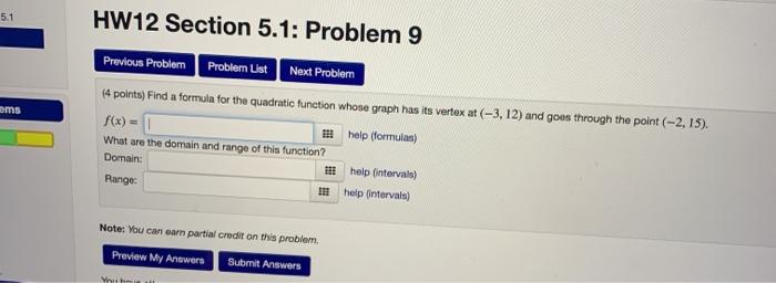 Solved 5.1 HW12 Section 5.1: Problem 9 oms Previous Problem | Chegg.com