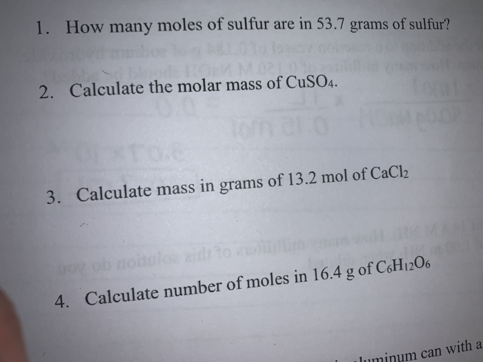 Solved 1. How many moles of sulfur are in 53.7 grams of