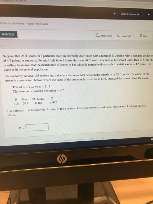 Solved view.php Week 7 Homework . tivities and Due Dates > | Chegg.com