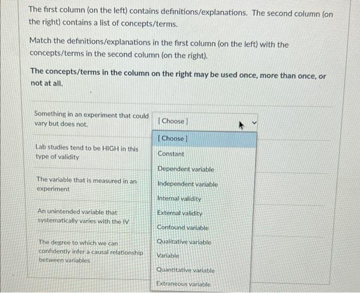 Solved The first column (on the left) contains | Chegg.com