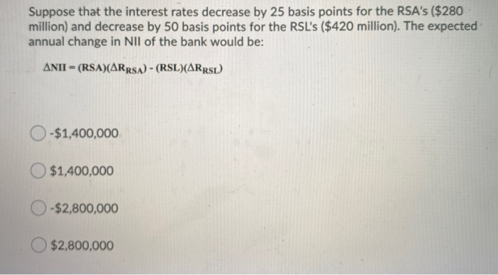 Solved Suppose that the interest rates decrease by 25 basis | Chegg.com