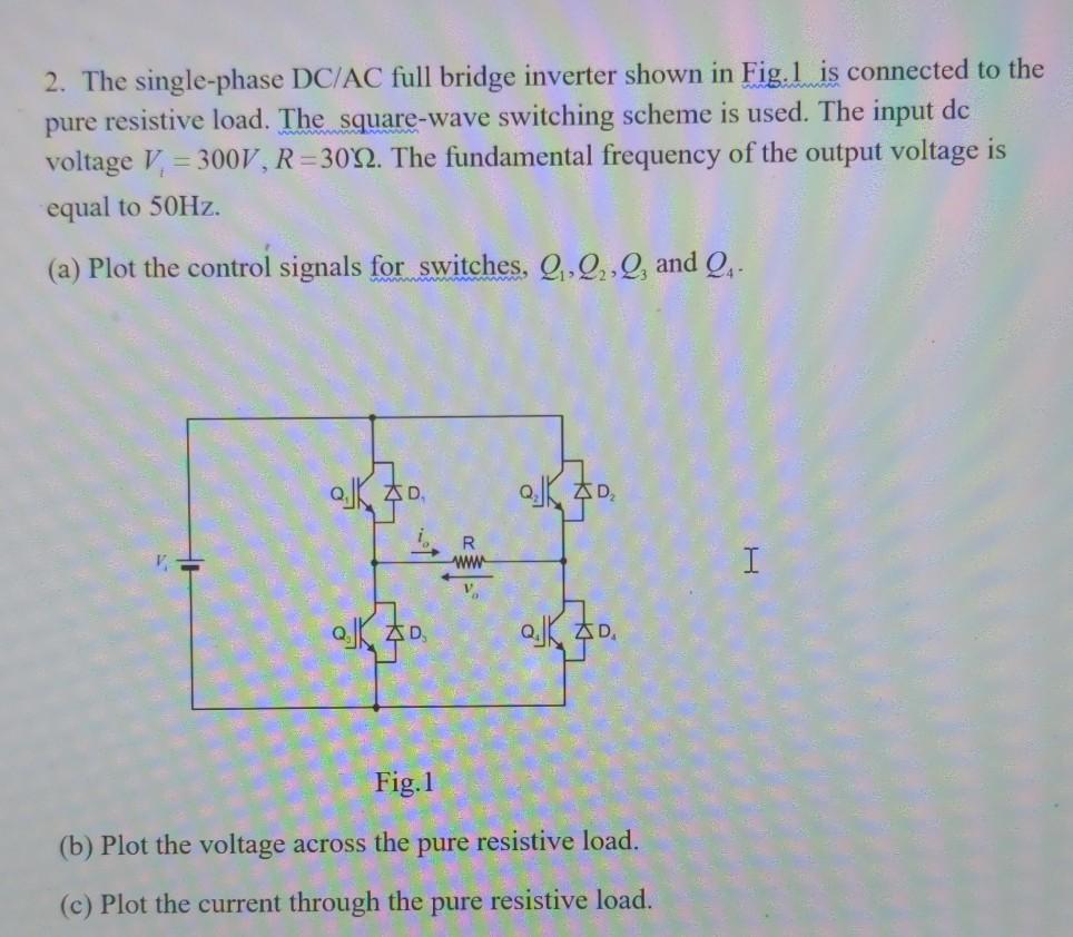 Solved 2. The single-phase DC/AC full bridge inverter shown | Chegg.com