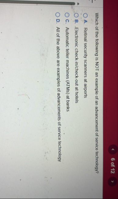 Solved 6 of 12Which of the following is NOT an example of | Chegg.com