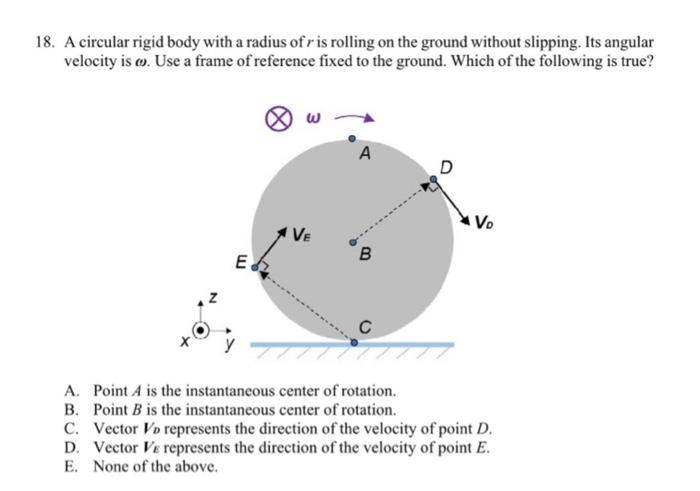 Solved 18. A circular rigid body with a radius of ris | Chegg.com