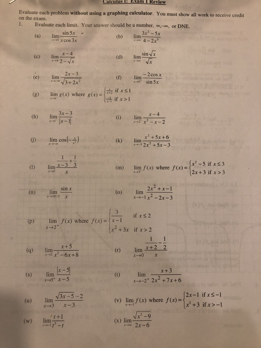 Solved Calculus II E Am I Review Evaluate each problem | Chegg.com