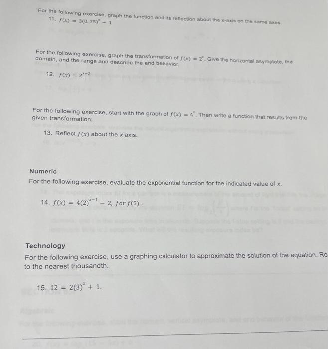 Solved For the following exerelse, graph the function and | Chegg.com