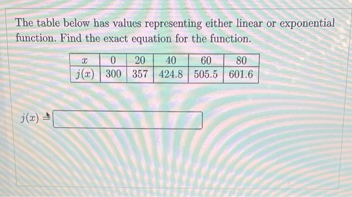 Solved The table below has values representing either linear | Chegg.com