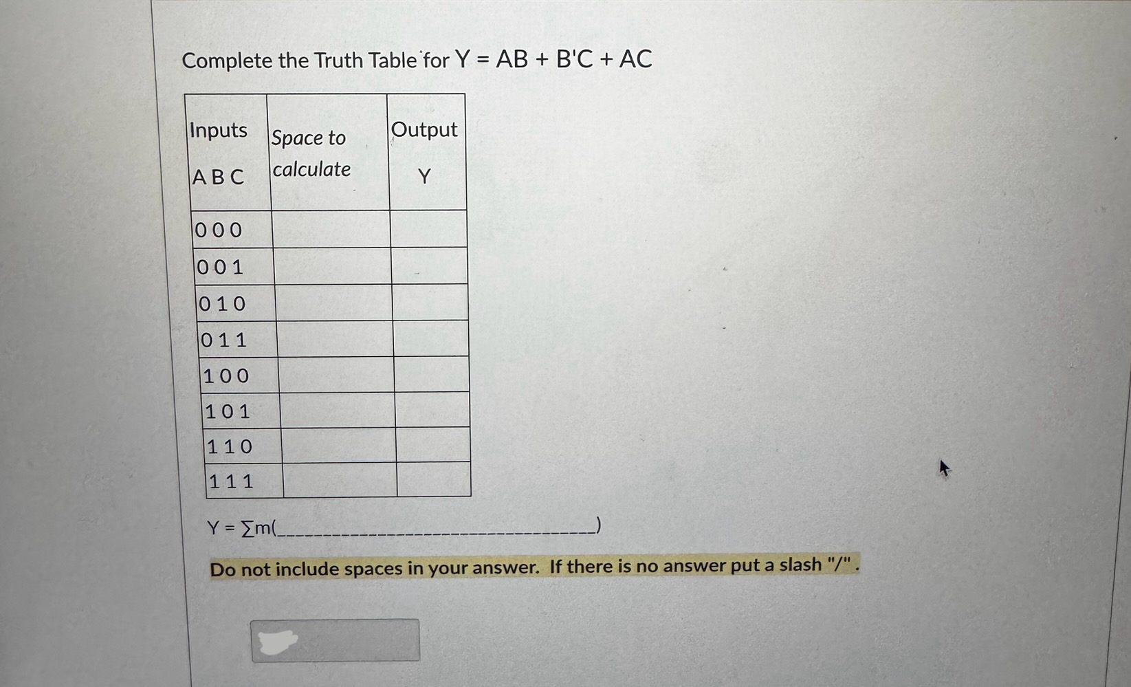 Solved Complete The Truth Table For | Chegg.com