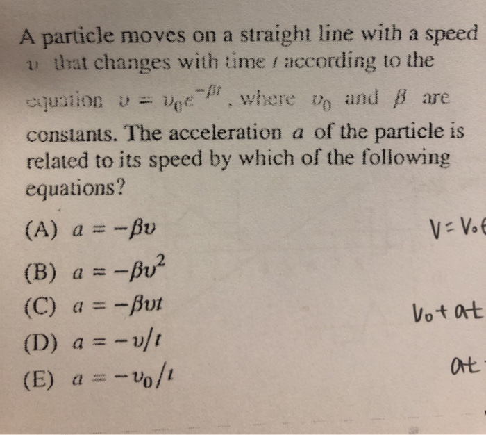 Solved A Particle Moves On A Straight Line With A Speed V Chegg Com