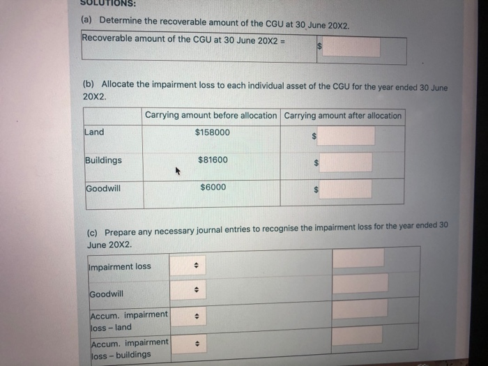 Solved REF No. 8 Park Ltd conducted an impairment test on | Chegg.com