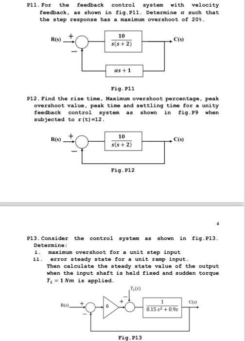 P11. For the feedback control system with velocity