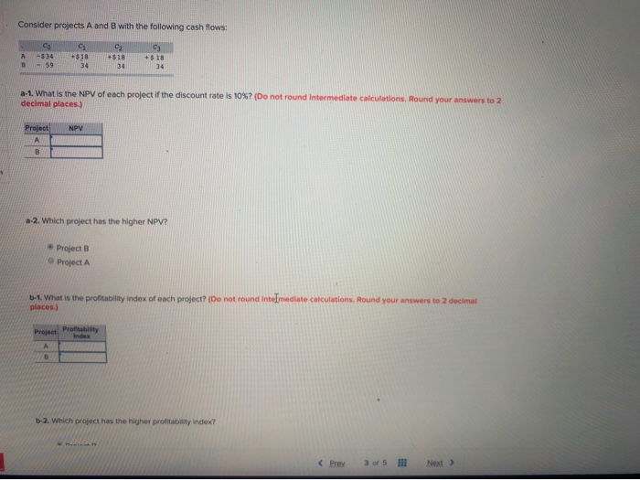 Solved Consider projects A and B with the following cash | Chegg.com