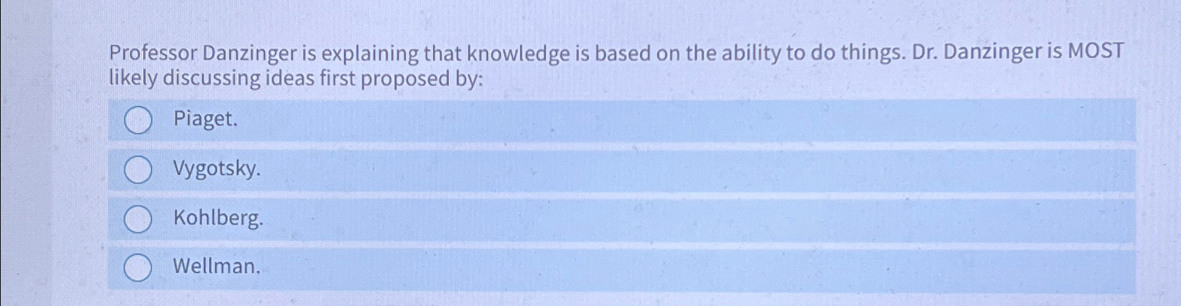 Solved Professor Danzinger is explaining that knowledge is Chegg