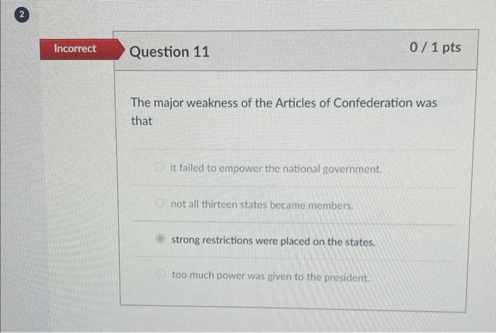 what was a major weakness of the articles of confederation responses