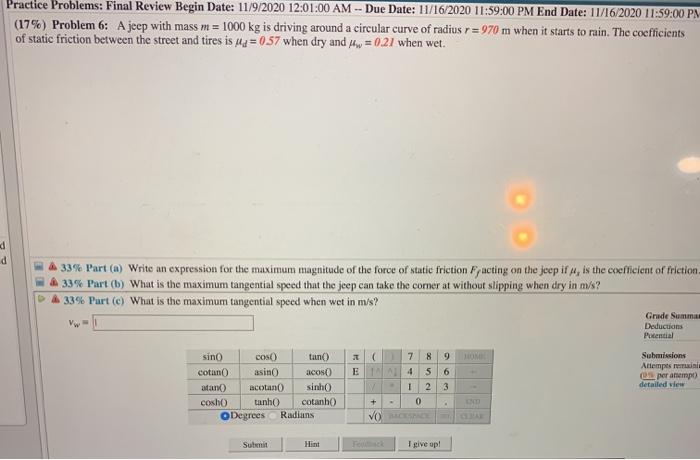 Solved Practice Problems: Final Review Begin Date: 11/9/2020 | Chegg.com