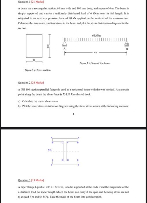 Solved Question 1 (21 Marks A beam has a rectangular | Chegg.com