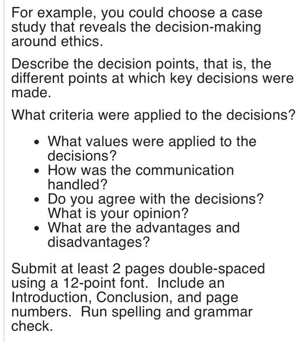 case study of selected issues