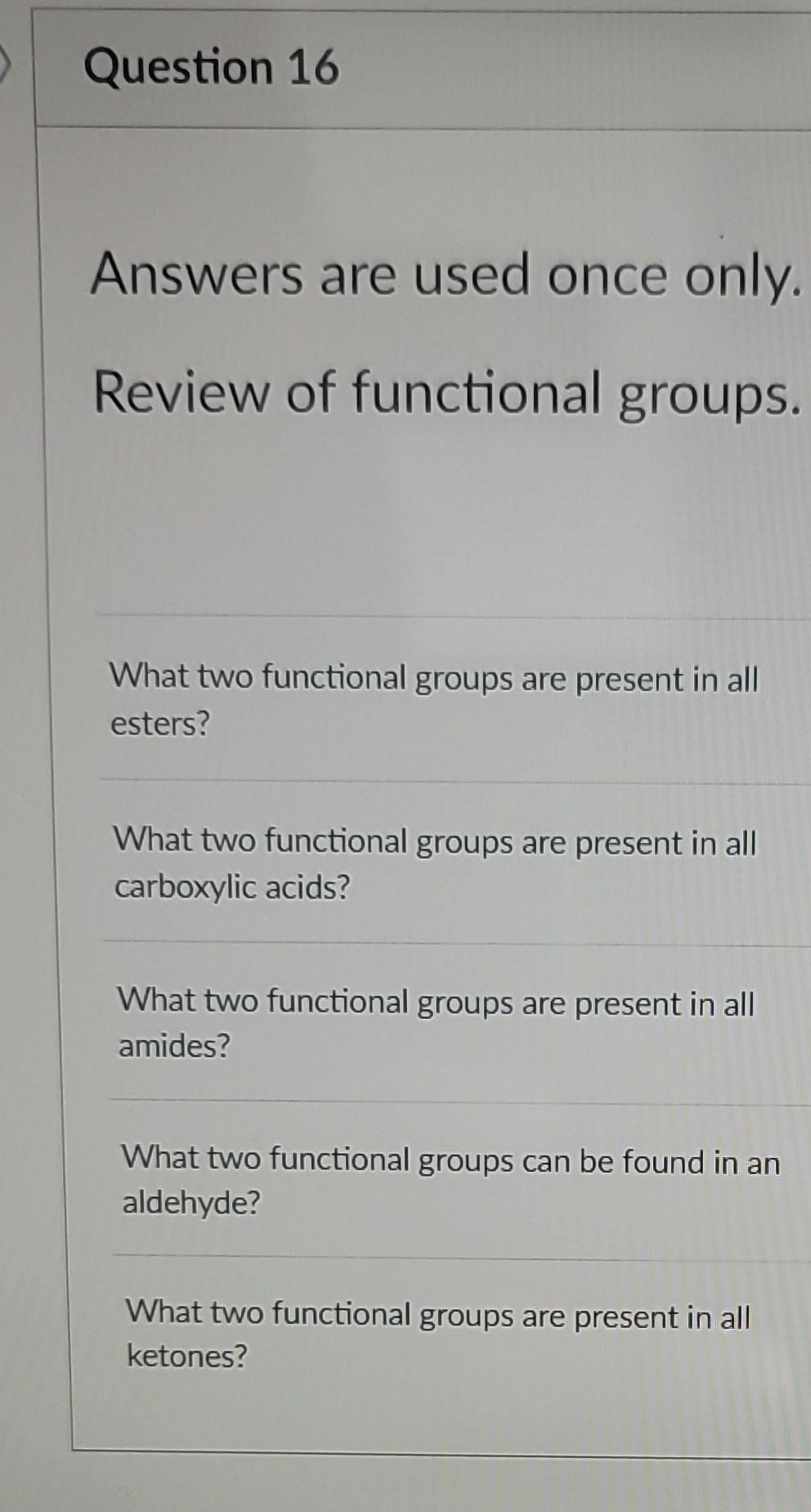 Solved Answers are used once only. Review of functional | Chegg.com
