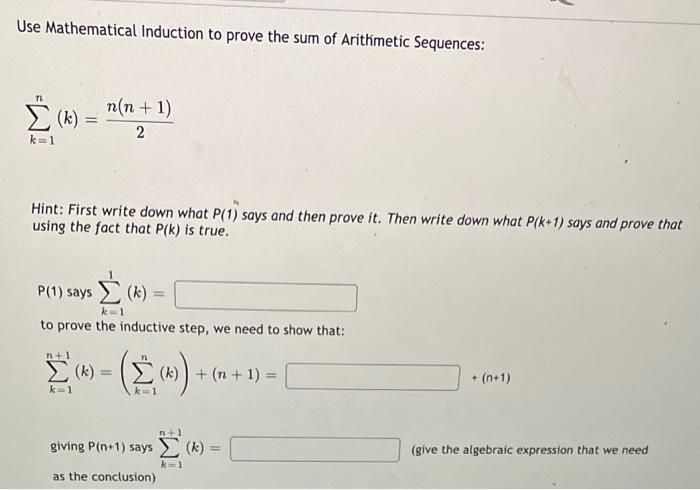 Solved Use Mathematical Induction to prove the sum of | Chegg.com
