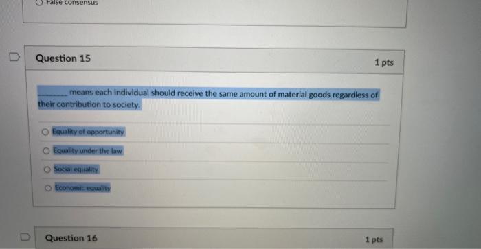 The idea that people believe their views are "normal" | Chegg.com