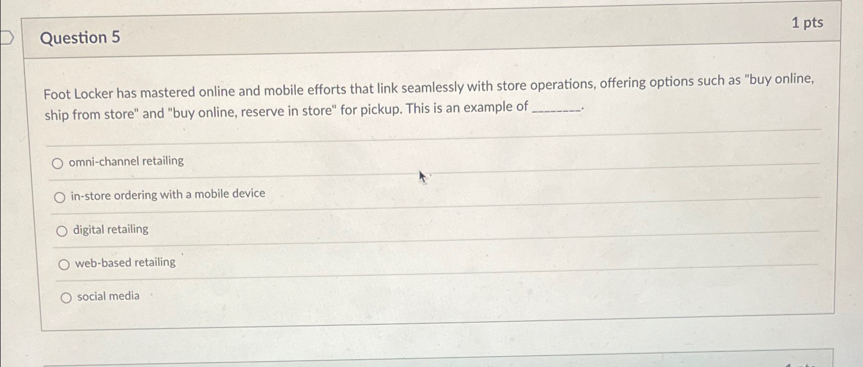 Solved Question 51 ﻿ptsFoot Locker has mastered online and | Chegg.com