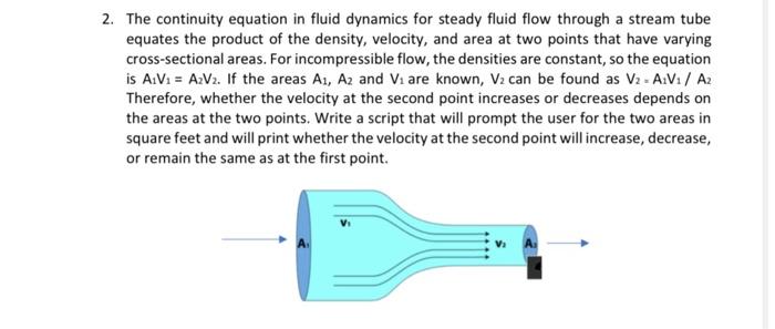 Solved 2. The continuity equation in fluid dynamics for | Chegg.com