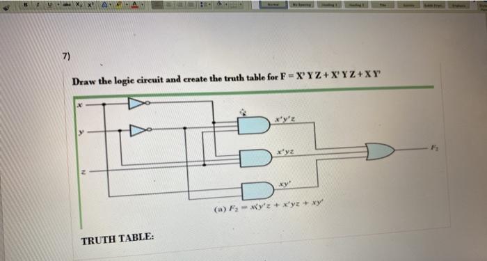 Solved 7) Draw the logic circuit and create the truth table | Chegg.com