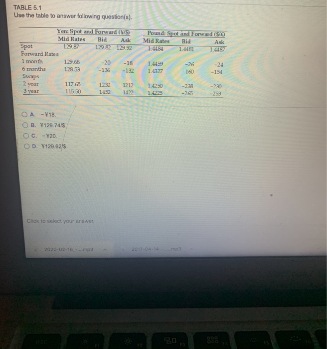 Solved TABLE 5.1 Use the table to answer following | Chegg.com