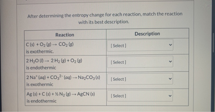 Solved After determining the entropy change for each | Chegg.com