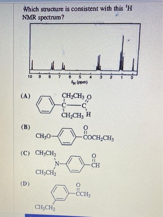 Solved Which structure is consistent with this 'H NMR | Chegg.com