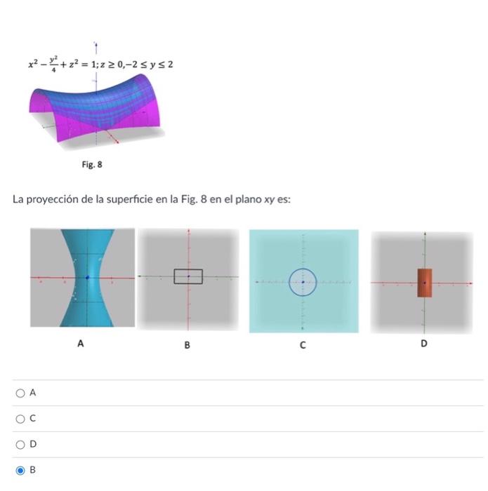 La proyección de la superficie en la Fig. 8 en el plano xy es: