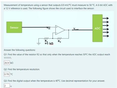 Solved Measurement of temperature using a sensor that | Chegg.com