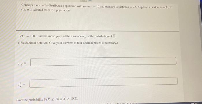 Solved Consider A Normally Distributed Population With Mean 2728