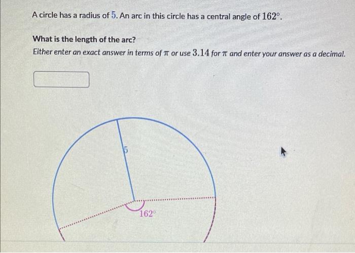 Solved A circle has a radius of 5. An arc in this circle has | Chegg.com