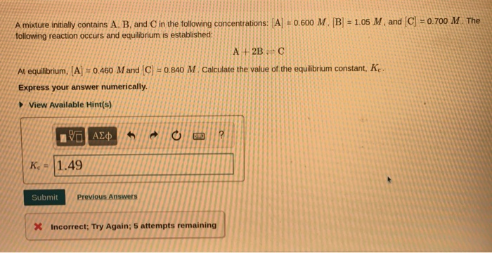 Solved A Mixture Initially Contains A, B, And In The | Chegg.com