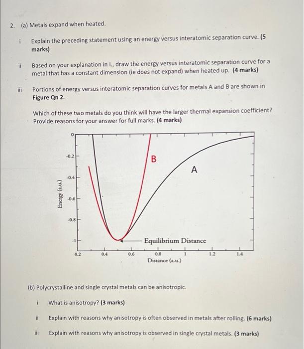 Solved 2. (a) Metals expand when heated. 1 Explain the
