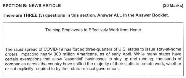 Solved SECTION B: NEWS ARTICLE (20 Marks) There Are THREE | Chegg.com