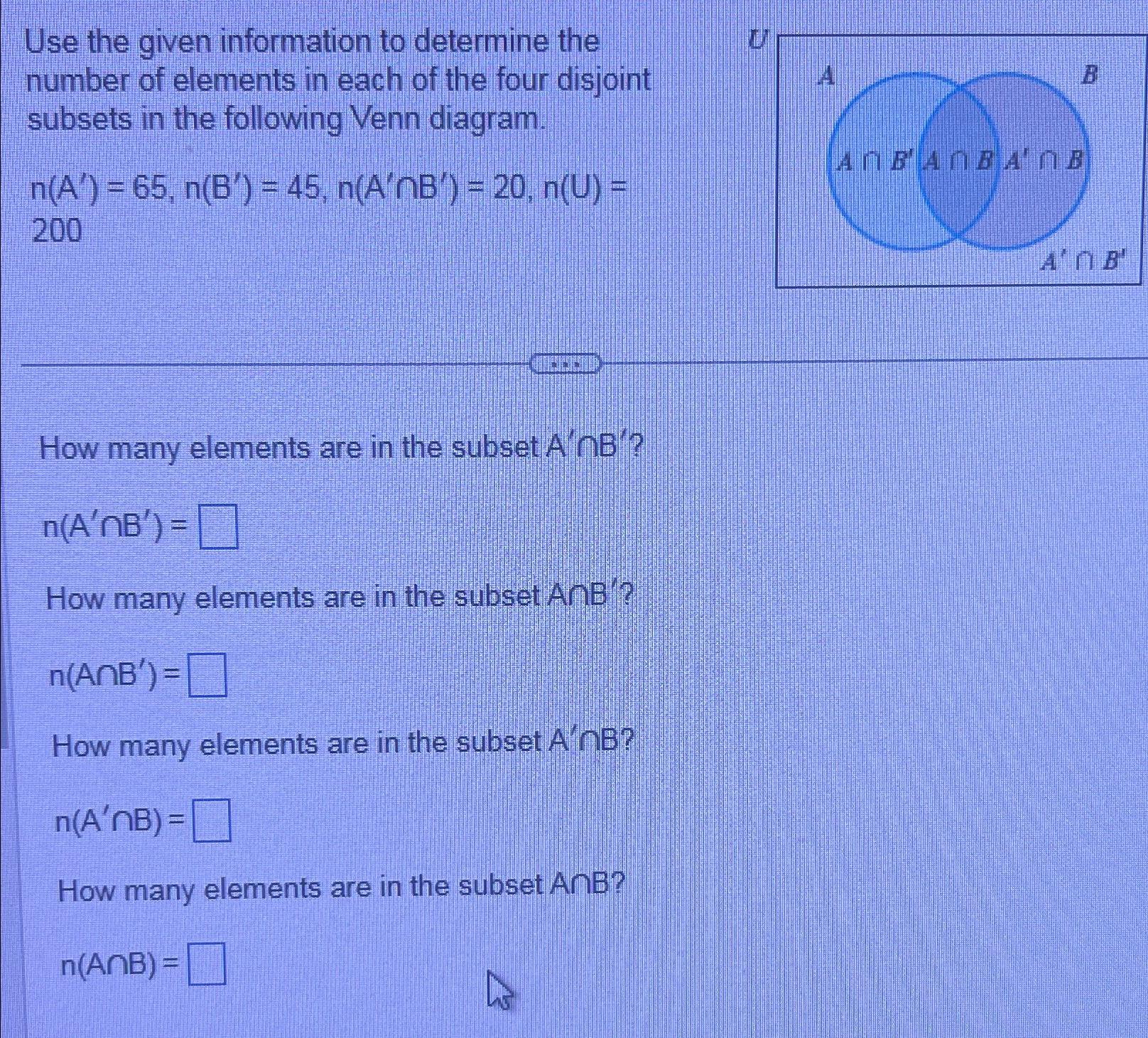 Solved Use the given information to determine the number of | Chegg.com