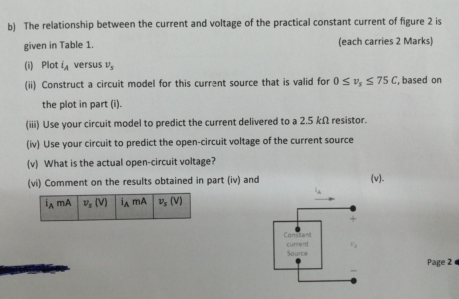 Solved b) The relationship between the current and voltage | Chegg.com