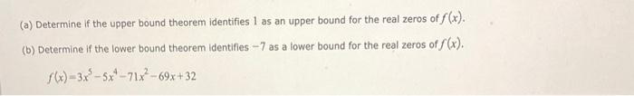 Solved (a) Determine if the upper bound theorem identifies 1 | Chegg.com